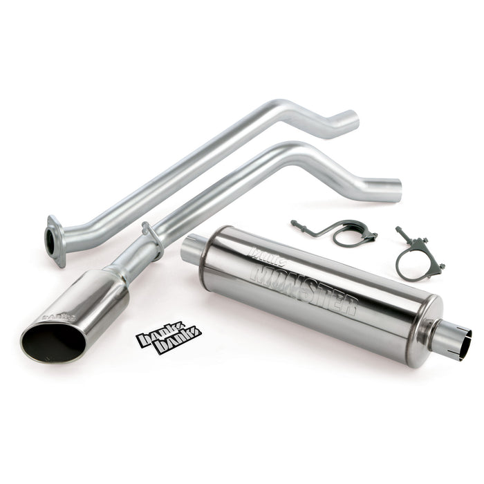 Banks Power 48343 Monster Exhaust System Single Exit Chrome Ob Round Tip 09 Chevy 4.8L CCSB FFV Flex-Fuel Vehicle Banks Power