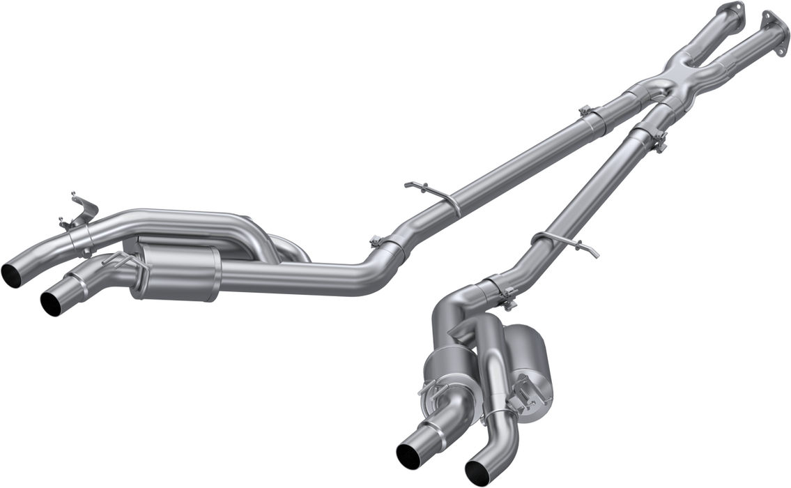 MBRP S4708304 2022-2023 Kia Stinger 3.3L AWD/RWD 2.5 Inch Cat-Back Dual Split Rear Quad Outlet T304 Stainless Steel Active Exhaust