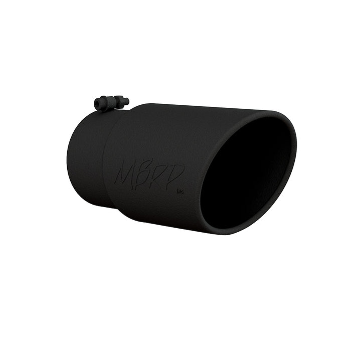 MBRP T5075BLK Exhaust Tip 6 Inch O.D. Angled Rolled End 5 Inch Inlet 12 Inch Length Black Coated