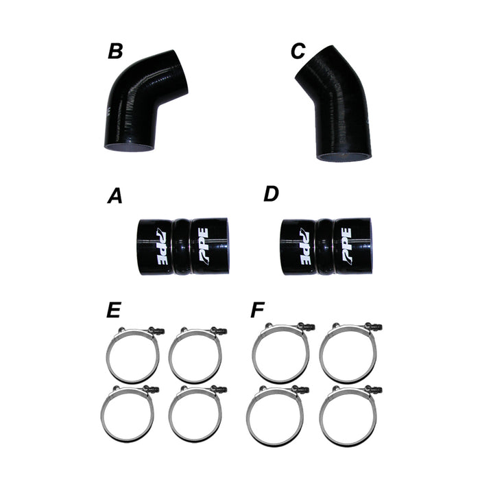 PPE Diesel 115910405 LLY 04.5-05 Silicone And Clamp Kit Black PPE Diesel