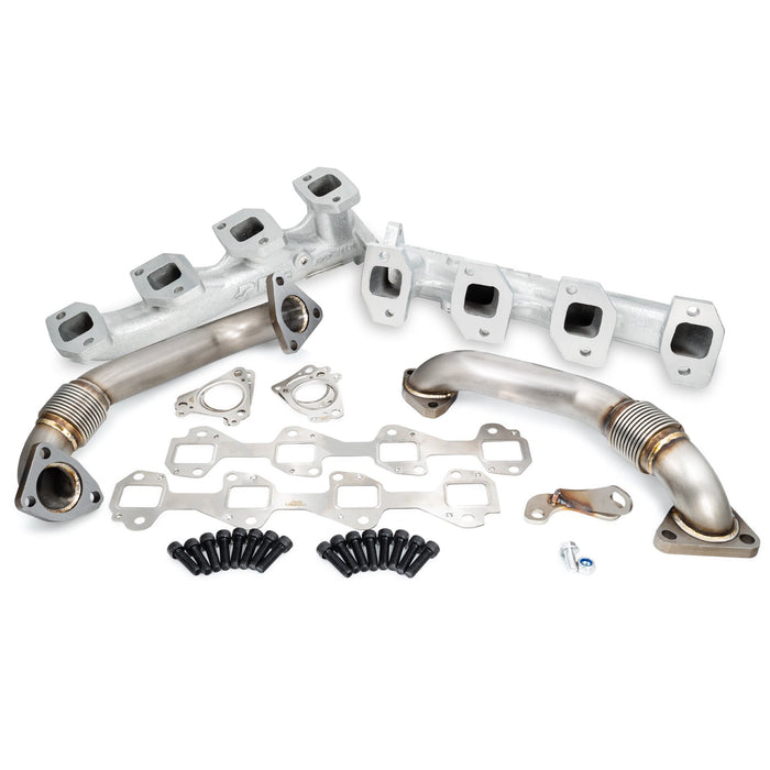 PPE Diesel 116111035 Exhaust Manifold w/Up-Pipes GM 2001 CA, 01-04 FED LB7 No Y - Silver