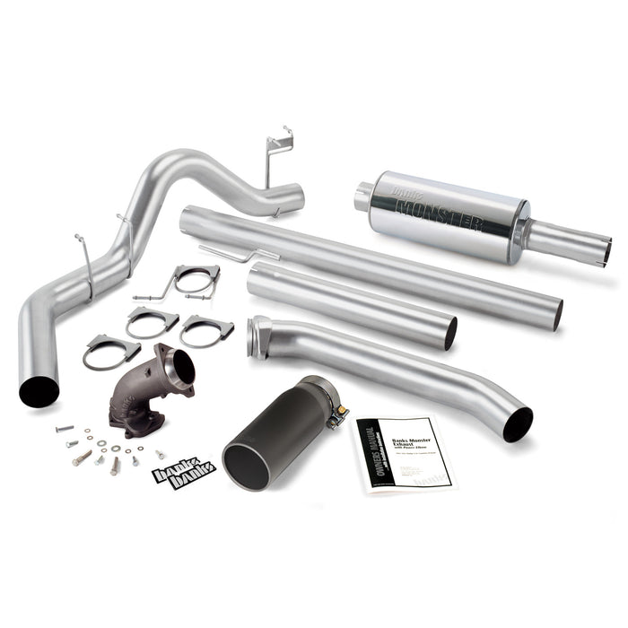 Banks Power 48637-B Monster Exhaust System W/Power Elbow Single Exit Black Round Tip 98-02 Dodge 5.9L Standard Cab Banks Power