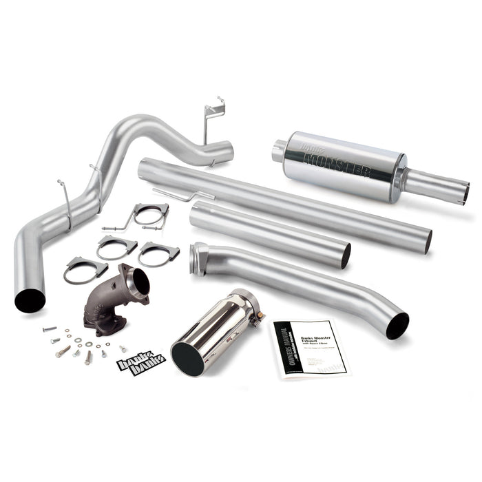 Banks Power 48637 Monster Exhaust System W/Power Elbow Single Exit Chrome Round Tip 98-02 Dodge 5.9L Standard Cab Banks Power