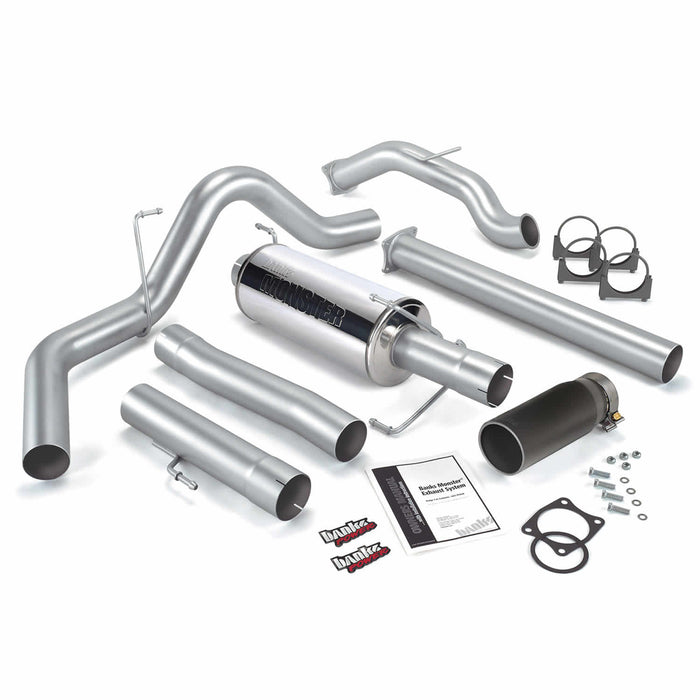 Banks Power 48640-B Monster Exhaust System Single Exit Black Round Tip 03-04 Dodge 5.9 SCLB/CCSB W/Catalytic Converter Banks Power