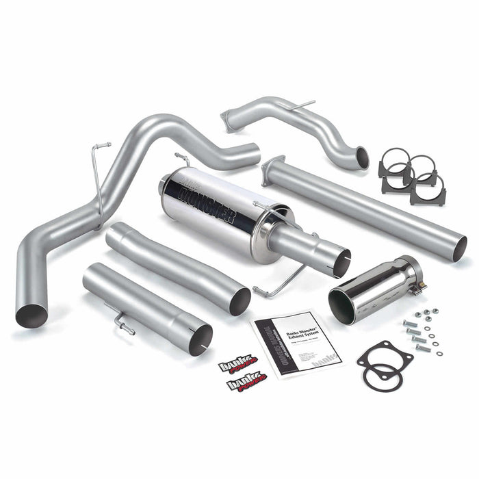 Banks Power 48640 Monster Exhaust System Single Exit Chrome Round Tip 03-04 Dodge 5.9L SCLB/CCSB W/Catalytic Converter Banks Power