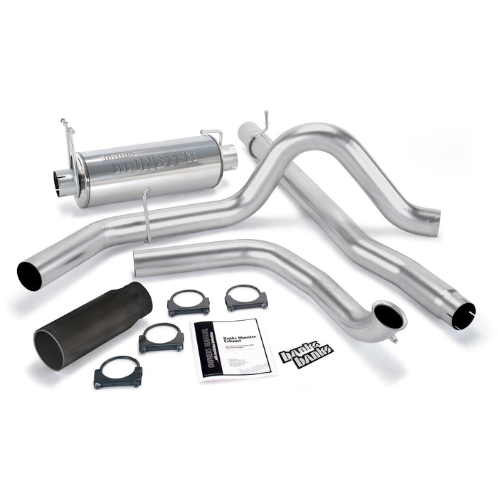 Banks Power 48655-B Monster Exhaust System Single Exit Black Round Tip 99 Ford 7.3L Truck W/Catalytic Converter Banks Power