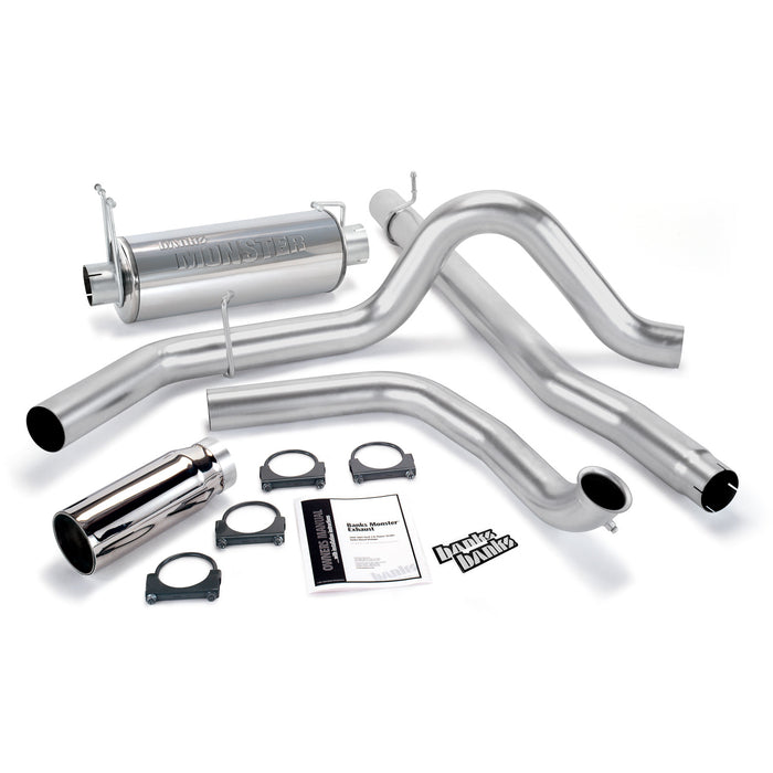 Banks Power 48655 Monster Exhaust System Single Exit Chrome Round Tip 99 Ford 7.3L Truck Catalytic Converter Banks Power