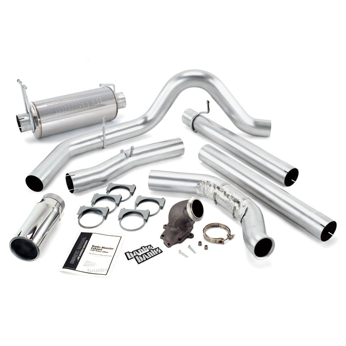 Banks Power 48658 Monster Exhaust System W/Power Elbow Single Exit Chrome Round Tip 99 Ford 7.3L Catalytic Converter Banks Power