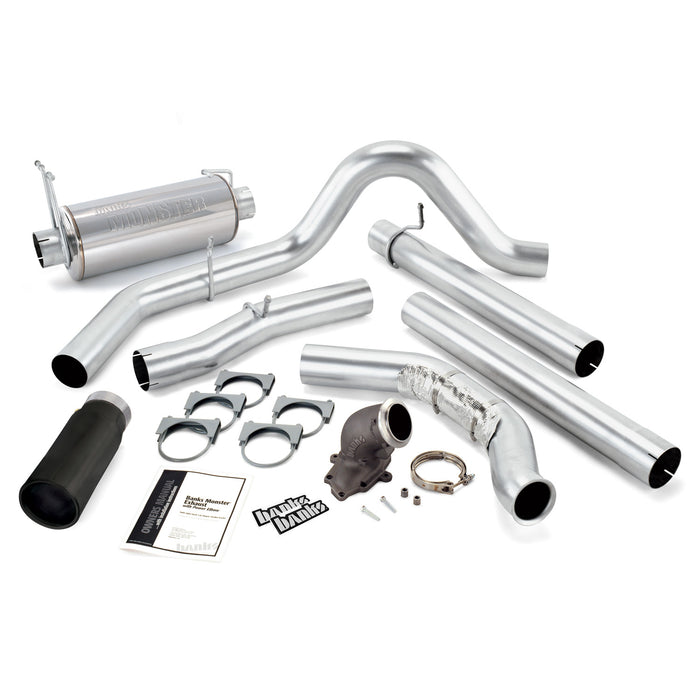 Banks Power 48659-B Monster Exhaust System W/Power Elbow Single Exit Black Round Tip 99-03 Ford 7.3L without Catalytic Converter Banks Power