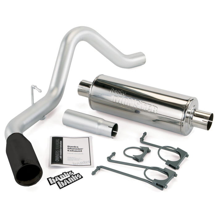 Banks Power 48725-B Monster Exhaust System Single Exit Black Round Tip 08-10 Ford 6.8 S/D Super Duty Truck ECSB/CCSB or and 11-16 Ford 6.2 CCLB Banks Power