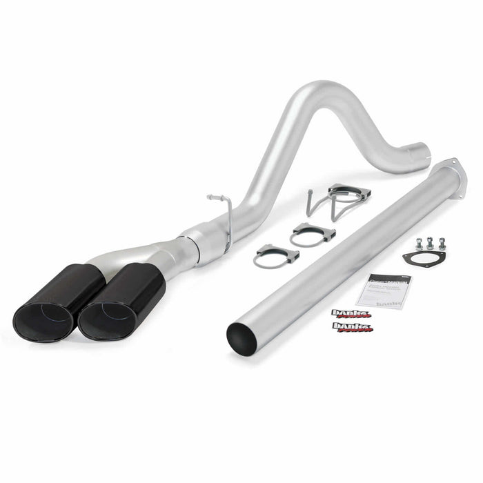 Banks Power 49793-B Monster Exhaust System Single Exit DualBlack Ob Round Tips 15 Ford Super Duty 6.7L Diesel Banks Power