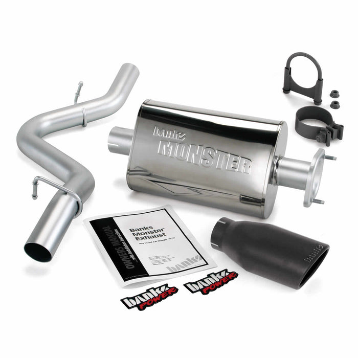 Banks Power 51311-B Monster Exhaust System Single Exit Black Ob Round Tip 91-95 Jeep 4.0L Wrangler Banks Power