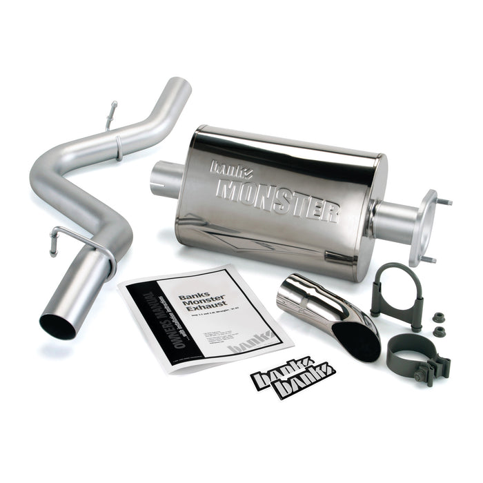 Banks Power 51311 Monster Exhaust System Single Exit Chrome Ob Round Tip 91-95 Jeep 4.0L Wrangler Banks Power