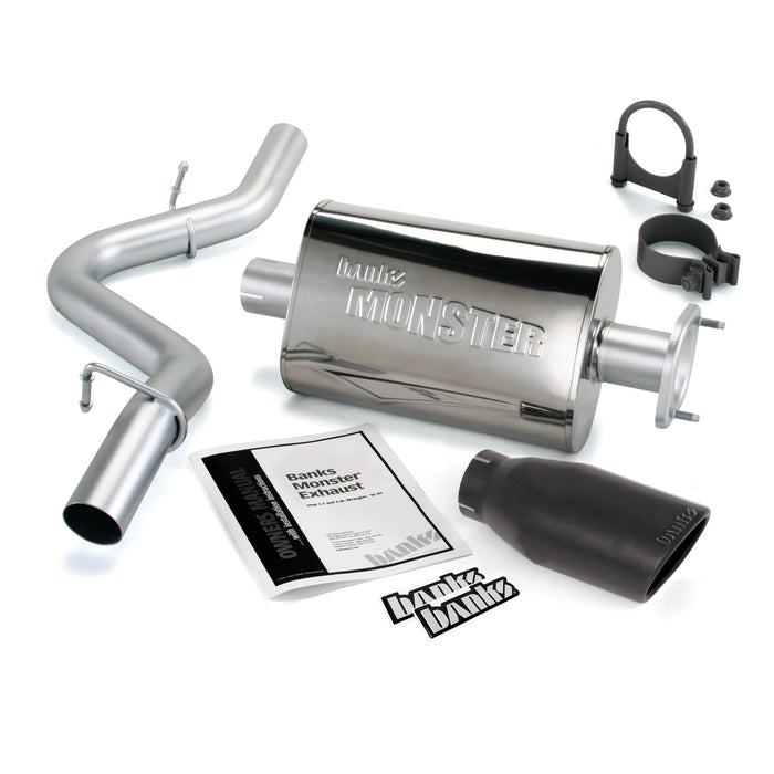 Banks Power 51313-B Monster Exhaust System Single Exit Black Ob Round Tip 00-03 Jeep 2.5/4.0L Wrangler Banks Power