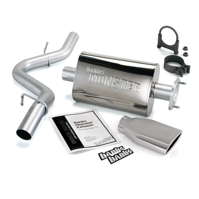 Banks Power 51315 Monster Exhaust System Single Exit Chrome Ob Round Tip 04-06 Jeep 4.0L Wrangler Unlimited LJ Banks Power