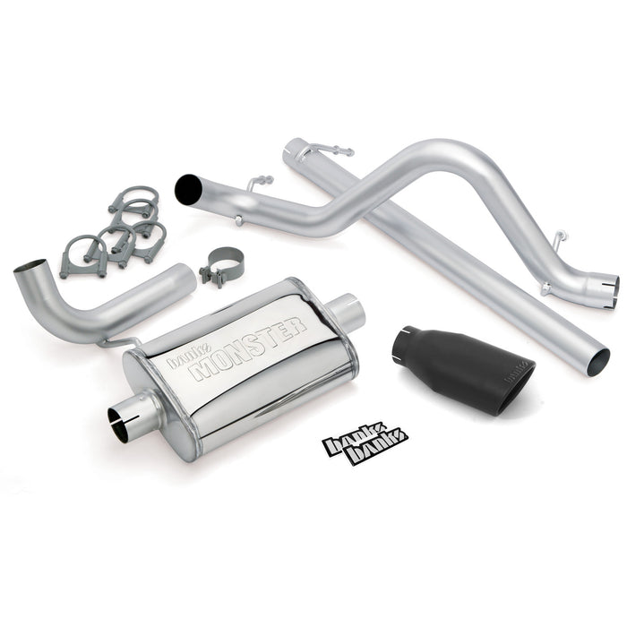 Banks Power 51321-B Monster Exhaust System Single Exit Black Ob Round Tip 07-11 Jeep 3.8L Wrangler 2 Door Banks Power