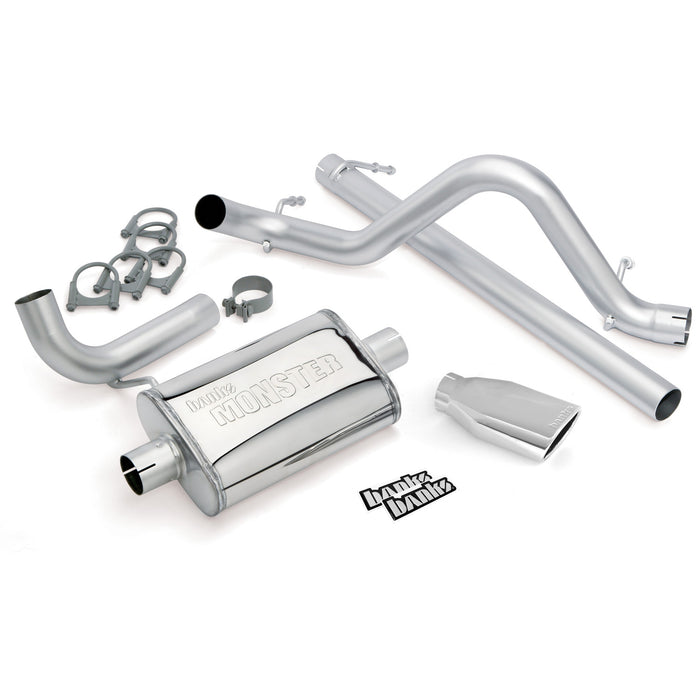 Banks Power 51321 Monster Exhaust System Single Exit Chrome Ob Round Tip 07-11 Jeep 3.8L Wrangler 2 Door Banks Power