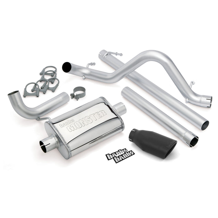 Banks Power 51322-B Monster Exhaust System Single Exit Black Ob Round Tip 07-11 Jeep 3.8L Wrangler Unlimited 4 Door Banks Power