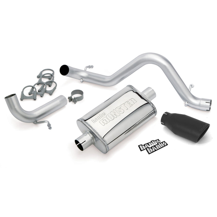 Banks Power 51342-B Monster Exhaust System Single Exit Black Ob Round Tip 12-18 Jeep 3.6L Wrangler JK 2 Door Banks Power
