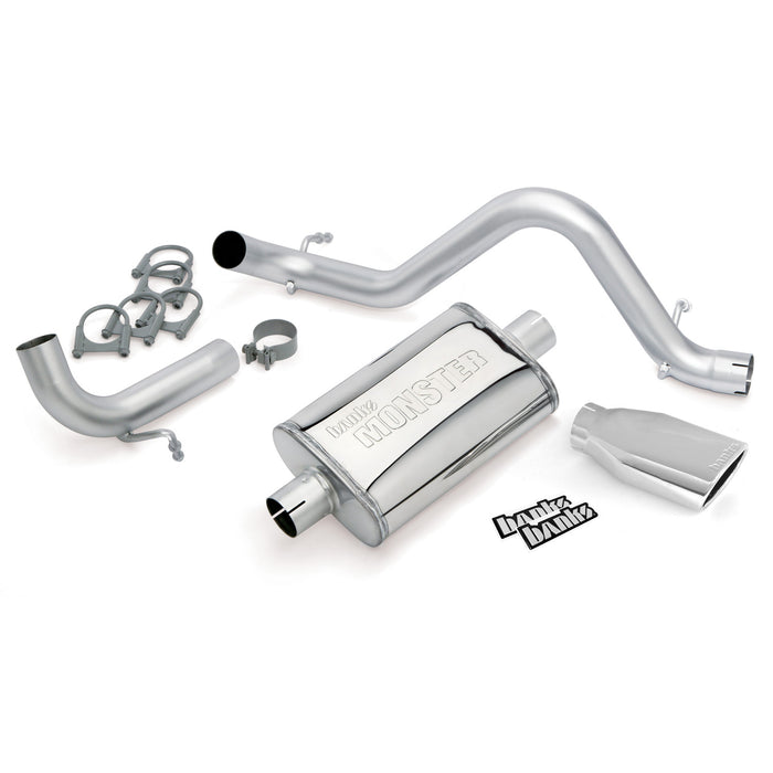 Banks Power 51342 Monster Exhaust System Single Exit Chrome Ob Round Tip 12-18 Jeep 3.6L Wrangler JK All 2 Door Banks Power