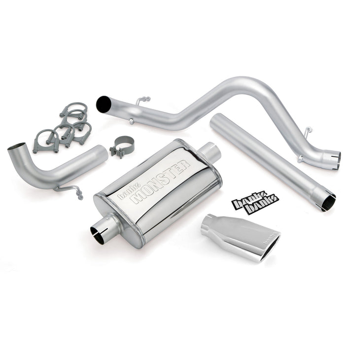 Banks Power 51343 Monster Exhaust System Single Exit Chrome Ob Round Tip 12-18 Jeep 3.6L Wrangler JK All 4 Door Banks Power