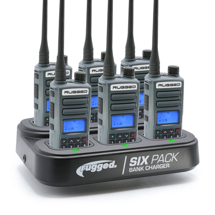 Rugged Radios 6PACK-KIT-GMR2-PLUS-ORN 6 Pack - Rugged GMR2 PLUS - GMRS and FRS Two Way Handheld Radios with Bank Charger - Safety Orange