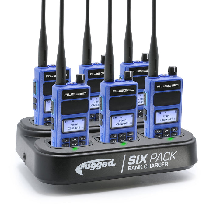 Rugged Radios 6PACK-KIT-R1-HV 6 PACK - Choose Your Business Band Two Way Handheld Radio - R1 Safety Yellow