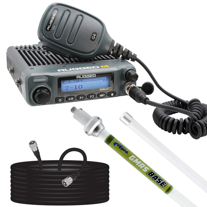 Rugged Radios BASECAMP-G4 Base Camp - Rambler G4 High Power Mobile Radio with Fiberglass Antenna Kit