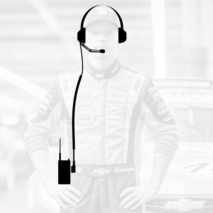 Rugged Radios CREW-NITRO-R1 Crew Chief - H42 Spotter Headset and Rugged Handheld Radio Package - Single Radio with Nitro Bee X / R1 Business Band Handheld - Digital and Analog / Blue