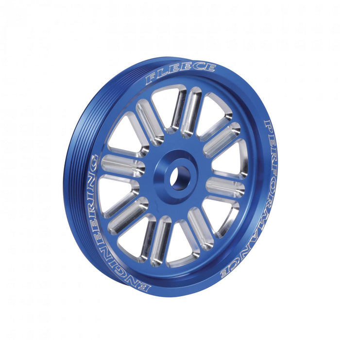 Fleece Performance FPE-34211-BLU-SPK Spoke Design Cummins Dual Pump Pulley Fleece Blue Fleece Performance