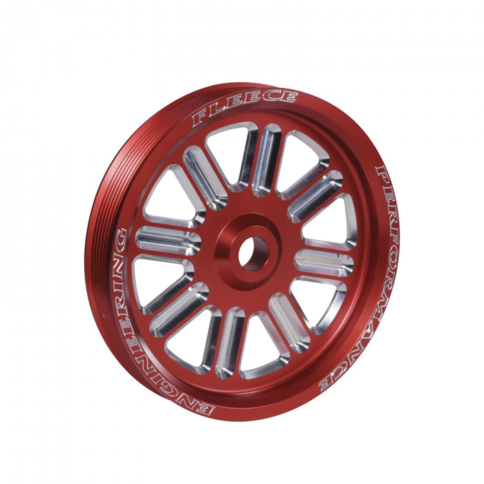 Fleece Performance FPE-34211-RED-SPK Spoke Design Cummins Dual Pump Pulley Fleece Red Fleece Performance