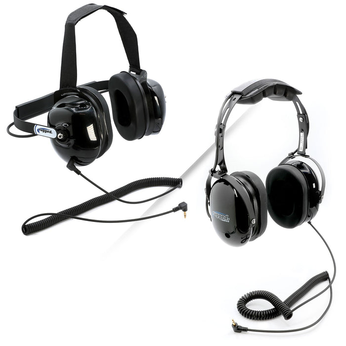 Rugged Radios H40-BLK-2 Listen Only Headsets with 3.5 mm Mono Audio Cable - H40 Behind-the-Head