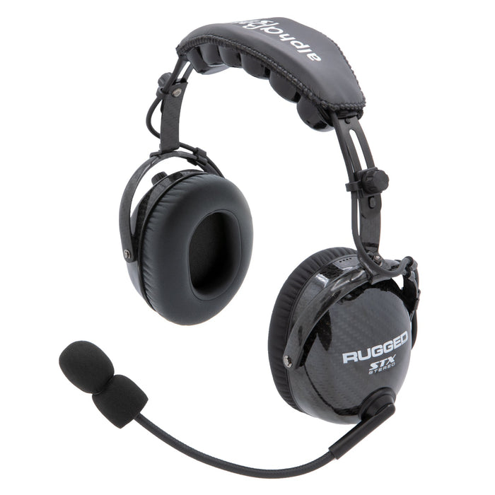 Rugged Radios H48-STX AlphaBass Carbon Fiber Stereo Headset with Bass Boost and Volume Control (OTH and BTH) - Behind The Head