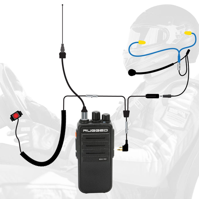 Rugged Radios IMSA-SS-RDH-U-LT IMSA Driver Only Long Track Racing Communication Kit with RDH16 Radio