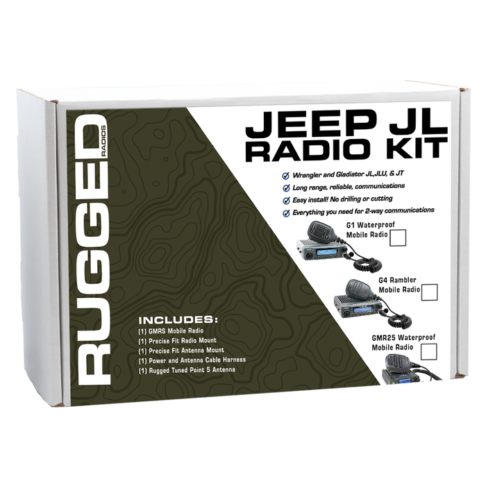 Rugged Radios JP1-G4 Jeep Wrangler JL JLU and Gladiator JT Two-Way GMRS Mobile Radio Kit - Rambler G4