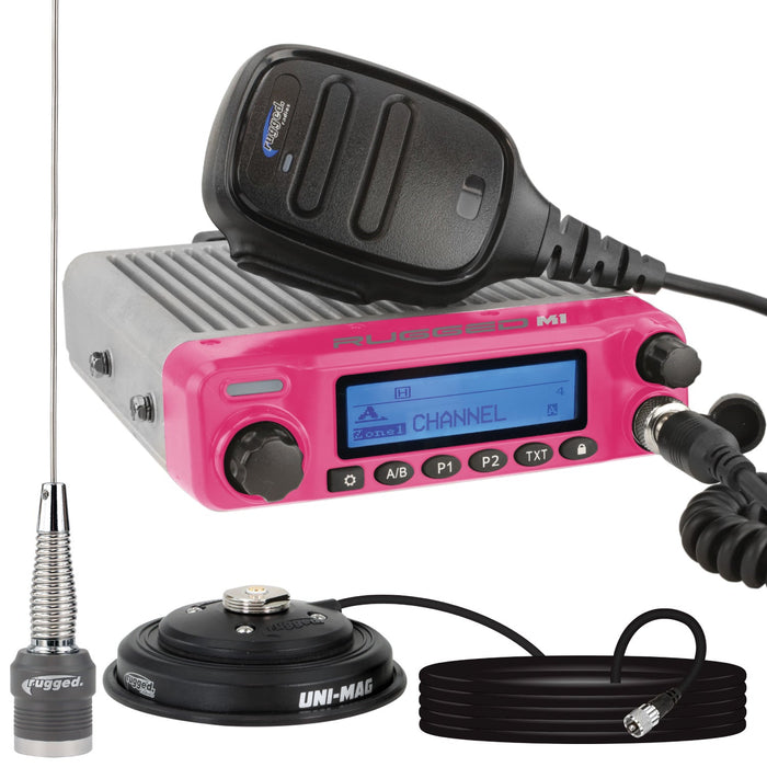Rugged Radios RK-M1-V-PINK Radio Kit • Pink Rugged M1 RACE SERIES Waterproof Mobile Radio with Antenna • Digital and Analog