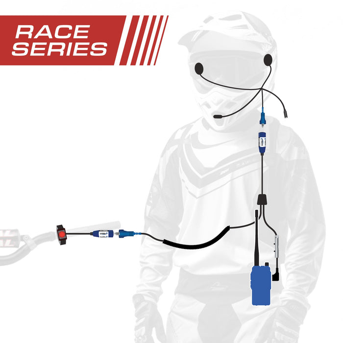 Rugged Radios MC-RACE-R1 RACE SERIES Complete Motorcycle Communication Kit with OFFROAD Cables and R1 Radio