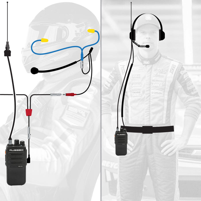Rugged Radios NASCAR-RDH-U-LT NASCAR Driver and Crew Chief Long Track Racing Kit with RDH16 Radios