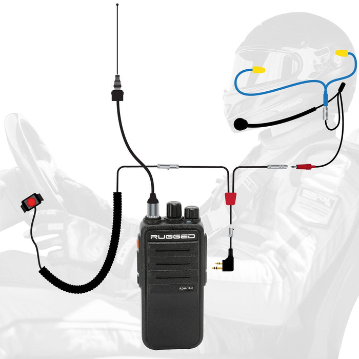 Rugged Radios NASCAR-SS-RDH-U-LT NASCAR Driver Only Long Track Racing Communication Kit with RDH16 Radio