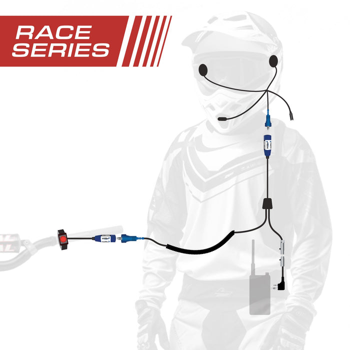 Rugged Radios MC-RACE RACE SERIES Complete Motorcycle Communication Kit with OFFROAD Cables