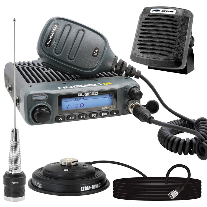 Rugged Radios RK-G4-SPK Radio Kit Plus - Rambler G4 High Power GMRS Mobile Radio Kit with External Speaker