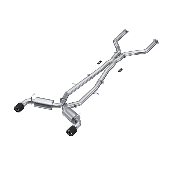 MBRP S44043CF 3 Inch Cat Back Exhaust System Dual Rear For 17-22 Infiniti Q60 3.0L RWD/AWD T304 Stainless Steel With Carbon Fiber Tips