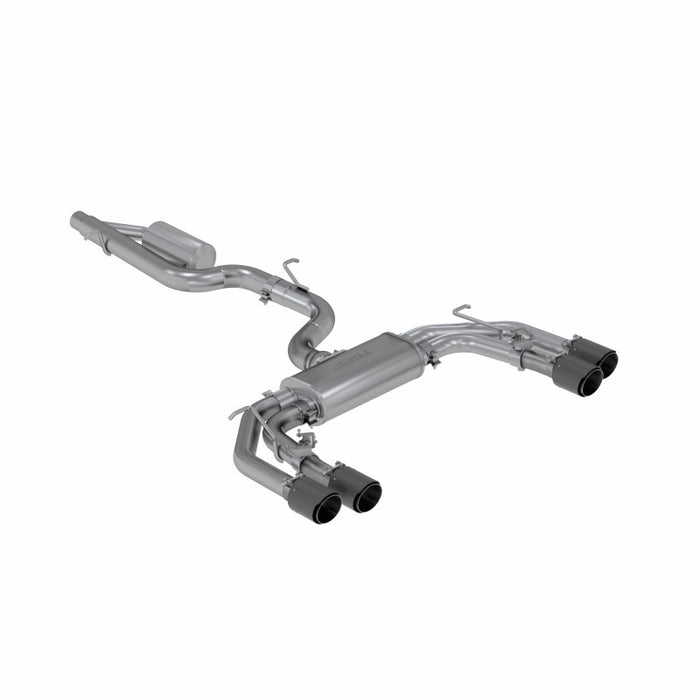 MBRP S46043CF 2015-2020 Audi S3 T304 Stainless Steel 3 Inch Cat Back Quad Split Rear Exit with Carbon Fiber Tips Active Exhaust
