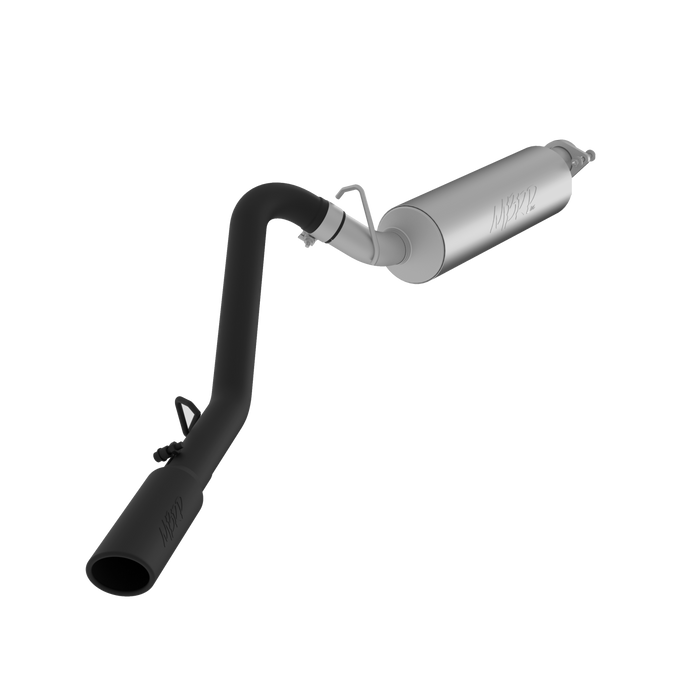 MBRP S5500BLK Cat Back Exhaust System Single Side Black Aluminized Steel For 00-06 Jeep Wrangler TJ Inline-4 2.5L, Inline-6 4.0L