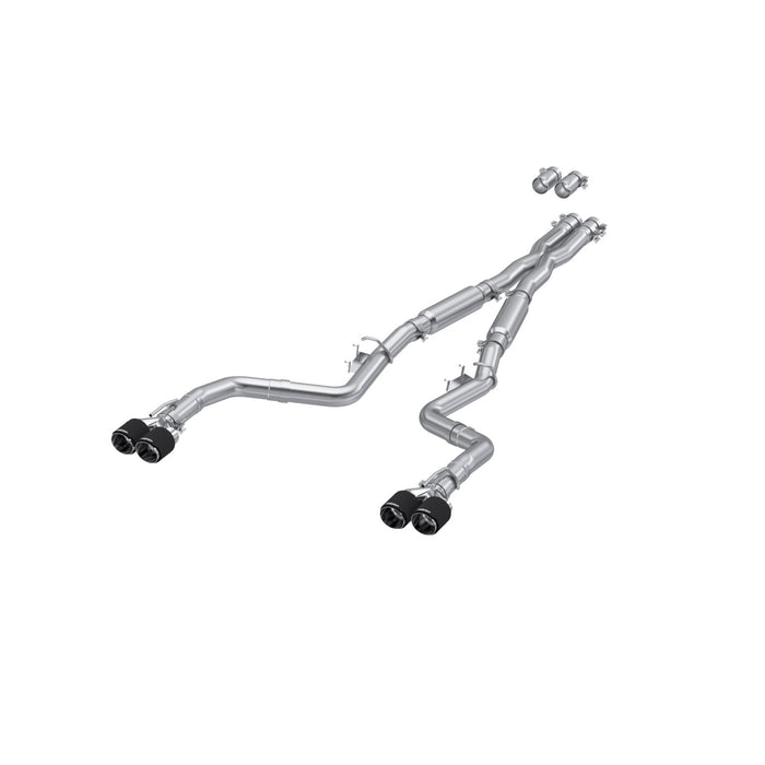 MBRP S71133CF 15-23 Dodge Challenger T304 Stainless Steel 3 Inch Dual Cat Back Quad Tips with Carbon Fiber Tips (Street Version) Exhaust System