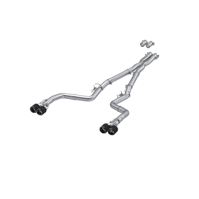 MBRP S71143CF 15-23 Dodge Challenger T304 Stainless Steel 3 Inch Dual Cat Back Quad Tips with Carbon Fiber Tips (Race Version) Exhaust System