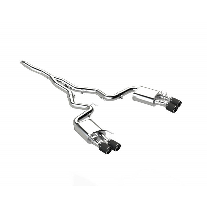 MBRP S72233CF 2019-2023 Ford Mustang 2.3L EcoBoost Active T304 Stainless Steel 3 Inch Cat-Back Quad Rear Exit with CF Tips