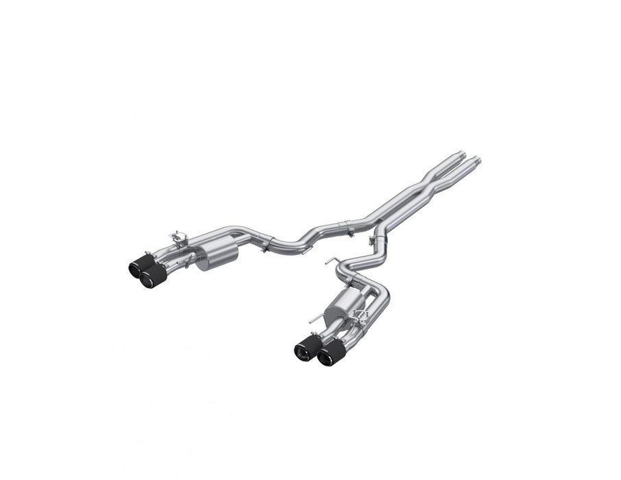 MBRP S72553CF 24-Up Ford Mustang GT S650 5.0L 3 Inch Cat-Back Exhaust System, Armor Pro T304 Stainless Steel Quad Rear Exit With Carbon Fiber Tips, Active,