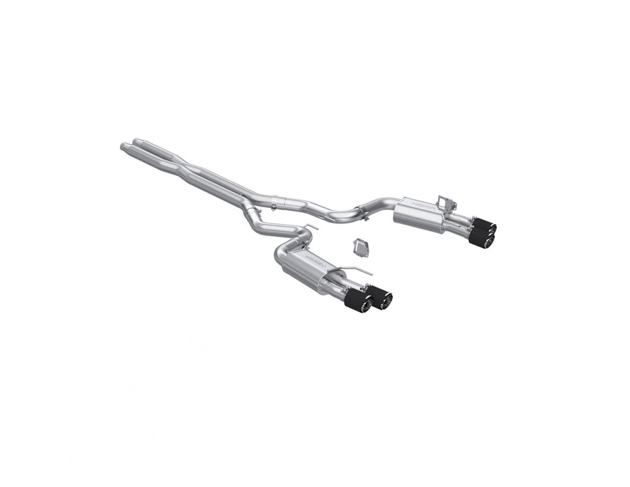 MBRP S72803CF 24-Up Ford Mustang GT 5.0L Armor Pro T304 Stainless Steel 3 Inch Cat-Back Dual Split Rear with Quad Carbon Fiber Tips Street Profile