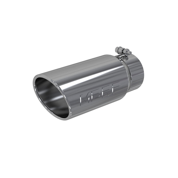 MBRP T5051 Exhaust Tail Pipe Tip 5 Inch O.D. Angled Rolled End 4 Inch Inlet 12 Inch Length T304 Stainless Steel